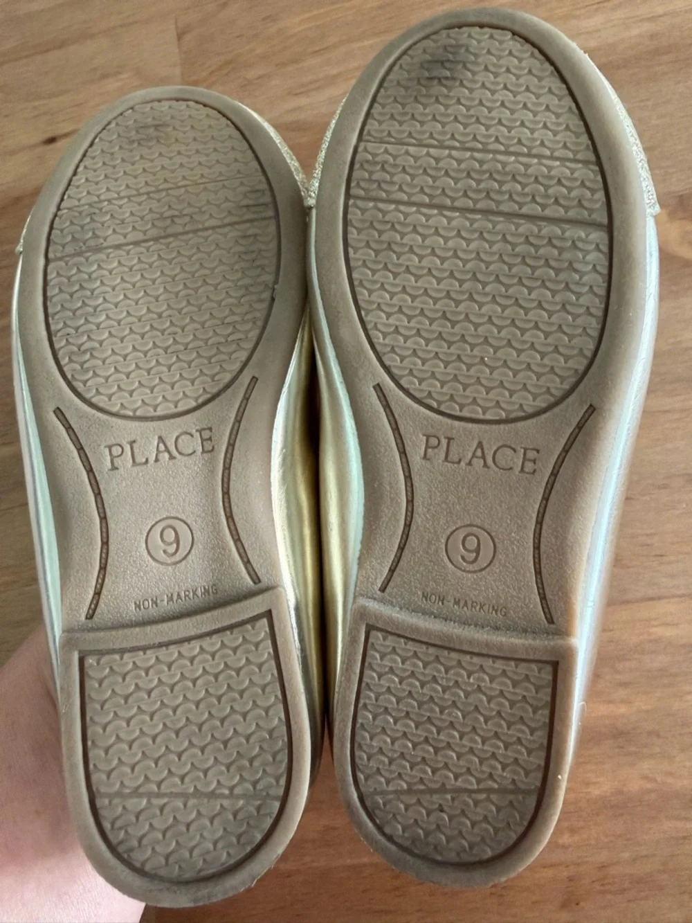 Place Girls Gold Glitter Strap Dress Flats Size 9 - Picture 5 of 7